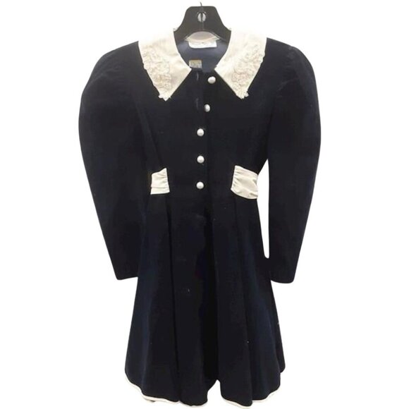 Sarah Too by Sarah Kent Other - Vintage Sarah Too By Sarah Kent Blue Velvet Puff Sleeve Childrens Dress Size L